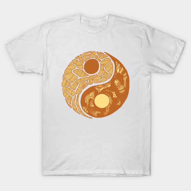 Terracotta Abstract Yin Yang T-Shirt by kenallouis